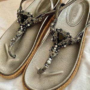 Jimmy Choo jeweled Neal Flat Multi Sandals size 39